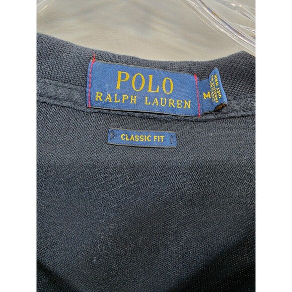 POLO RALPH LAUREN Men’s POLO SHIRT Cotton Navy White Blue Red TRIM Sz M - Picture 2 of 6